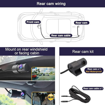 Fitcamx 2K Dual Dash Cam Suitable for Kia EV9 2023-2026 Wind Land GT-Line (Part No#DO000), OEM Style, Front 1440P+Rear 1080P Video, Loop Recording, Built-in WiFi&APP, G-Sensor, Easy to Set, 64GB Card
