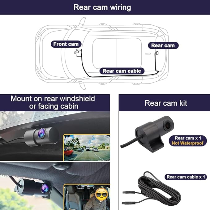 Fitcamx Front 2K+Rear 1080P Dash Cam Adapts for Honda Accord 2018-2022 (Model B, with Bigger Cover), OEM Style, Dual HD Video, WiFi & APP, Loop Recording, G-Sensor, Easy to Set, 64GB Card