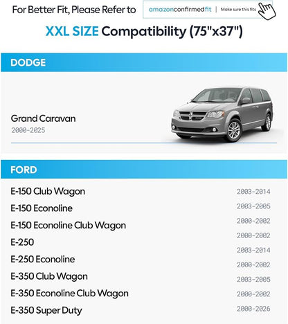 Wigoo 2026 Upgrade Universal Car Windshield Sun Shade [100% Light Block, Durable 210D Oxford] Foldable Heat Insulation Interior Sun Visor to Keep Interior Cool with Storage Bag, XXL(75"x37")