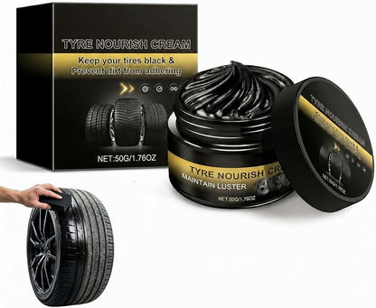 Tyre Nourish Cream, Long-Lasting Tire Shine Gel & Tire Polishing Paste for Deep Black Gloss, Waterproof Tire Coating Paste with UV Protection for Car & Motorcycle Care (1PC)