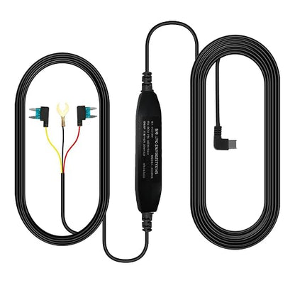 Aprilboy Type-C Hardwire Kit for 2 Channel Dash Cams with Fuse Taps and Installation Tools, 12V-30V to DC 5V 2.5A Car Dash Step-Down Cable-11ft