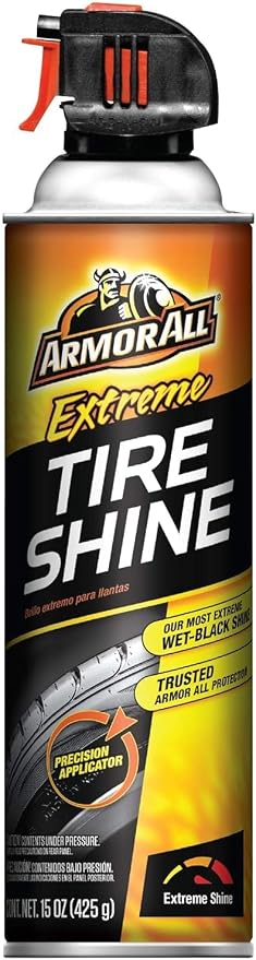 Armor All Extreme Tire Shine Spray, Tire Shine for Restoring Color and Tire Protection, 15 Oz, black