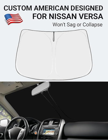 Proadsy 2026 Upgrade Front Windshield Sun Shade Foldable Sunshade Protector Custom Fit 2015-2019 Nissan Versa Sedan Accessories