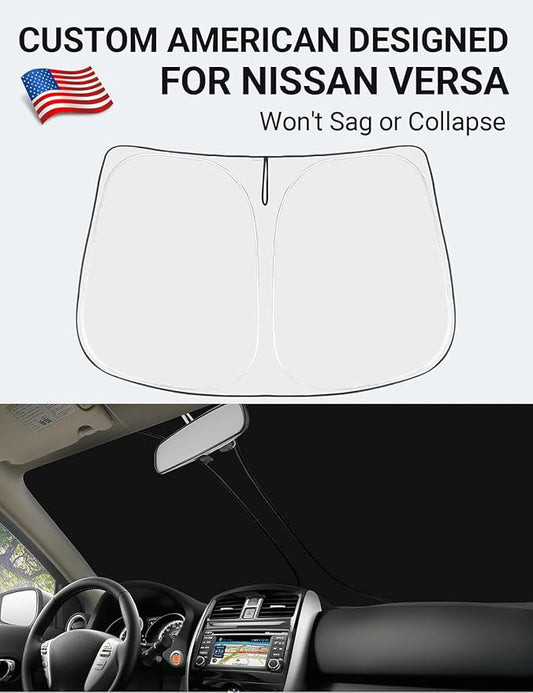 Proadsy 2026 Upgrade Front Windshield Sun Shade Foldable Sunshade Protector Custom Fit 2015-2019 Nissan Versa Sedan Accessories