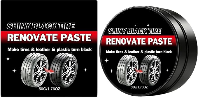 Premium Tire Coating & Trim Restorer, Bring Back the Original Deep Black Shine to Rubber and Plastic, Long Lasting Gloss Finish, Tire Coating Paste for Car Tire Plastic Trim Care