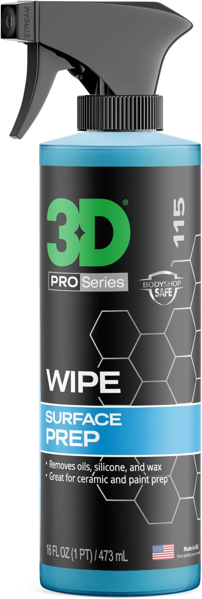 3D Wipe Ceramic Coating Surface Prep - Removes Excess Oils & Lubricants from Paint & Glass Prior to Ceramic Coating Application 16oz.