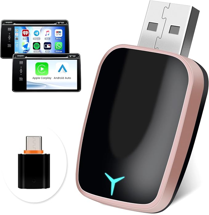 CAMECHO 2-in-1 Wireless CarPlay Android Auto Car Adapter, Wireless Apple Car Play Android Auto Dongle, CarPlay Adapter Converts Factory Wired to Wireless, Plug & Play, Fast Connect No Delay