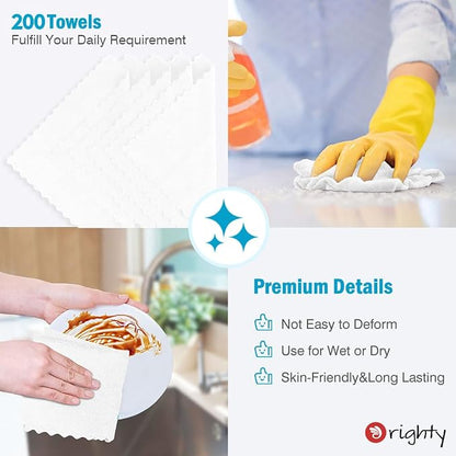 Orighty Microfiber Cleaning Cloth, 200 Pack Microfiber Towels for Cars, Multi-Purpose Shop Towels Cleaning Rags Bulk for Car, Home, Kitchen, 11.5’’ x 11.5’’, White