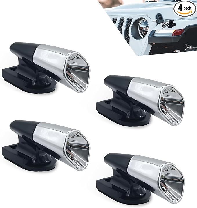 4 PCS Car Deer Whistles, Wind Powered Deer Warning Devices, Waterproof Ultrasonic Deer Alerts, Deer Deterrent for Cars with Self-Adhesive, Universal Wildlife Safety Warning for Cars (Silver)