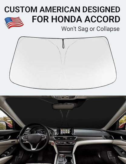 Proadsy 2026 Upgrade Front Windshield Sun Shade Foldable Sunshade Protector Custom Fit 2018-2025 Accord(Not for 2022 Sport) Sedan, LX, EX, EX-L, Touring Accessories