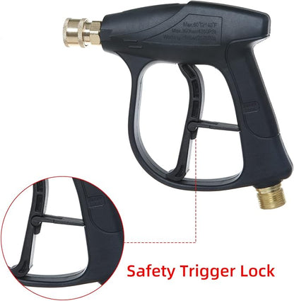Sooprinse High Pressure Washer Gun 3000 PSI Max, Power Washer Short Gun with 1/4 Inch Quick Connector, M22-14