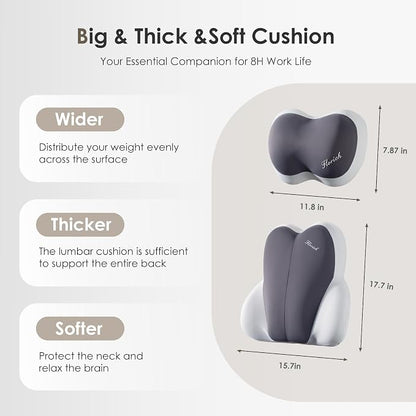 FLORICH Lumbar Support with Car headrest Back Pillow for Chairs Headrest Pillow for Car Ergonomic Ultrathick Memory Foam Back Pillow for Office Chair (Beige Grey)