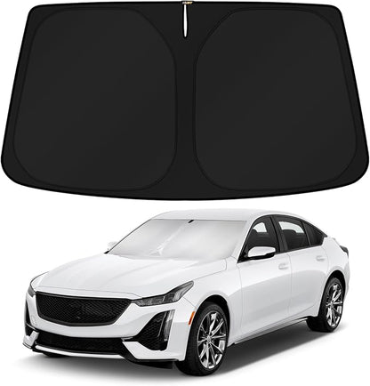 KUST Windshield Sun Shade for Cadillac CT5 2020-2024 2025 2026 Window Accessories Shade Sun Visor Foldable Block UV Rays Keep Car Cooler