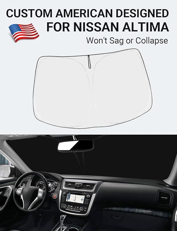 Proadsy 2026 Upgrade Front Windshield Sun Shade Foldable Sunshade Protector Custom Fit 2013-2018 Nissan Altima Accessories