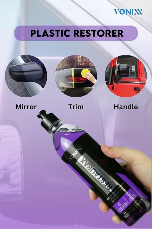 Vonixx Restaurax Plastic Surface Renewal & Protection Solution | Glossy Finish | Interior & Exterior Care | Long-Lasting Results | Easy Application | 16.9 fl oz (500ml)