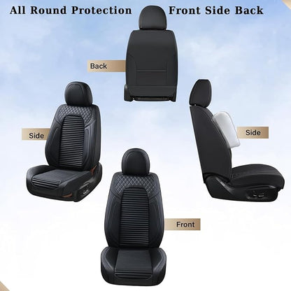 Coverado Car Seat Covers, Waterproof Nappa Leather Seat Cushion for Cars 5 Seats, Front and Rear Automotive Seat Cover Car Accessories, Universal Fit for Most Cars SUV Trucks, Full Set, Black