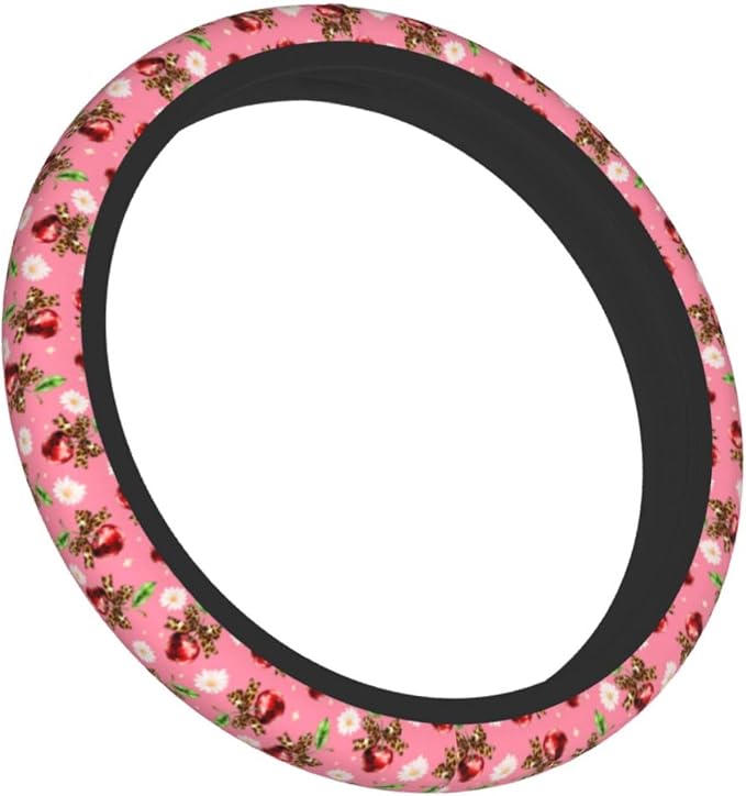 Cherry Flower Steering Wheel Covers Non Slip Neoprene Universal 15 Inch Steering Wheel Protector Car Cover for Men Women