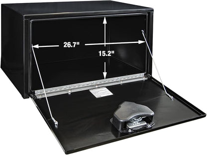 Buyers Products 1702303 Black Steel Underbody Truck Tool Box – 18 x 18 x 30 Inch - Truck Bed & Underbelly RV Storage Box, Locking T-Latch, Weather-Resistant, Heavy-Duty Flatbed Job Box, Made in USA
