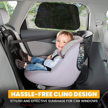 EcoNour Car Side Window Shades for Baby | 4 Pack - Car Window Sun Blocker Shades for Kids | Foldable Cling Window Cover Protects UV & Heat Glare | Window Shade for Privacy | Large Plus (21"x14")