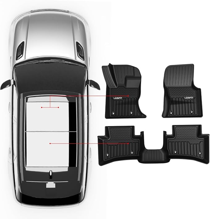 LASFIT Floor Mats Fit for Land Rover Range Rover Velar 2017-2026 & Jaguar F-Pace 2017-2026, Custom Fit TPE All Weather Waterproof Floor Liners 1st & 2nd Row Car Mats, Black