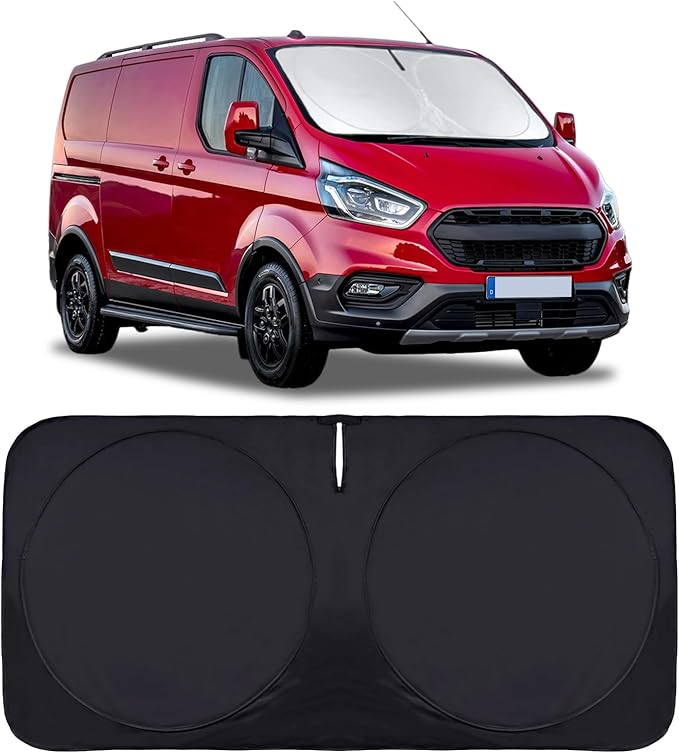 Sunshade for 2020 2021 2022 2023 2024 2025 2026 Transit Accessories Front Window Shades Cover Protector 210T Reflective Blocks UV Rays Keep Your Cars Interior Cool