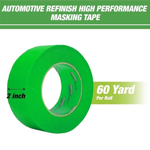LAUCO DINOGREN High Performance Masking Tape for Car Paint, Heat & Water Resistant, Multi-Purpose Green (2in-20rolls)