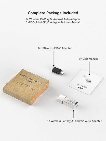 IceCool Metal CarPlay Adapter, Upgrade 2in1 Wireless CarPlay & Android Auto Adapter, Plug & Play, WLAN Dual-Band 2.4G+5G, Auto Reconnect, Compatible with After 2016 Cars with Wired CarPlay