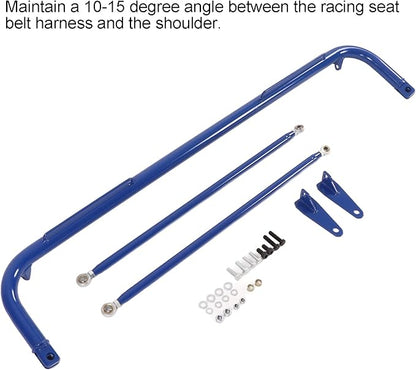 Precise 49in Racing Safety Seat Belt Chassis Roll Harness Bar Kit Stainless Steel Universal for Racing Enthusiasts (Blue)