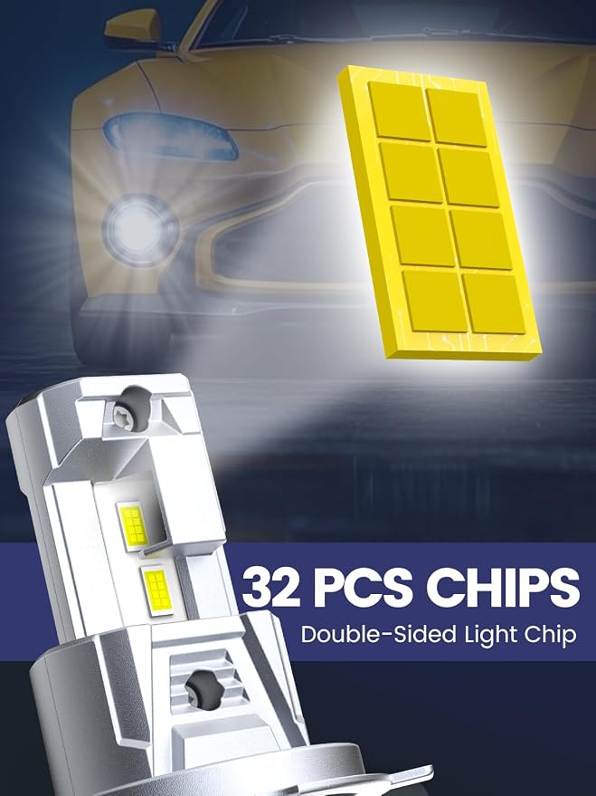 H4/9003 LED Bulbs, Fanless, Plug and Play, Pack of 2 | 30000LM Brightness, 6500K Cool White, 50,000+ Hour Lifespan, Fanless, 1:1 Mini Size, 6063 Aluminum, IP67 Waterproof