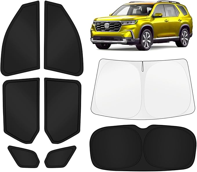 KUST Car Window Shades for Honda Pilot 2023-2025 2026 Windshield Sun Shade Side Window Cover UV Block Privacy Protection Accessories for Camping Blackout Rear Back Full Set 8PCS