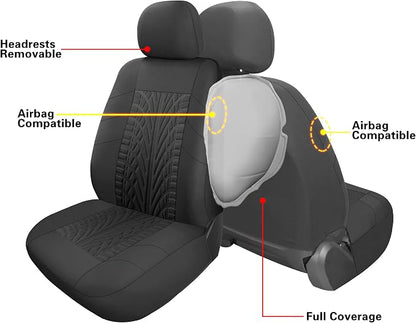 VarCozy Car Seat Covers Full Set, Front & Split Rear Bench for Car, Universal Cloth SUV, Sedan, Van, Automotive Interior Covers, Airbag Compatible