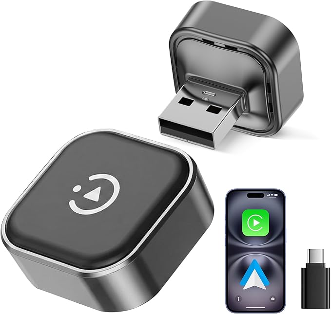 Spedal 2026 2-in-1 Wireless CarPlay & Android Auto Adapter, Ultra Mini Dongle Converts Wired to Wireless, WiFi 6 & Bluetooth 5.4, Plug & Play Stick for Cars with Factory Wired System, Low Latency