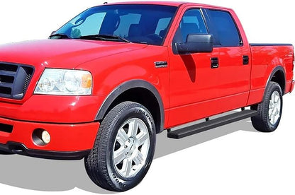 APS 5in Stainless Steel Black Running Boards Compatible with Ford F150 2004-2008 SuperCrew Cab (Exclude 04 Heritage Edition) (Nerf Bars Side Steps)