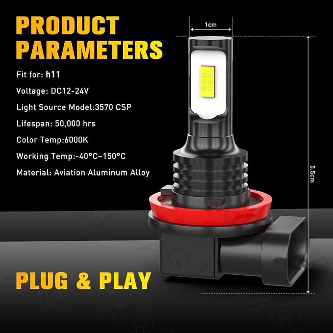 gigididi for BMW 328i 2007-2016 Led Fog Light Combo, H7 H7 High Low Beam, H11/H9/H8 Fog Light Bulbs, 800% Brightness, 6000K White, Plug And Play, Ip68, Pack Of 6