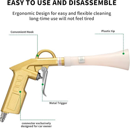 GOCCIDA Air Blow Gun Car Detailing Interior Car Cleaning Gun Car Dryer Air Blower for Car Detailing Air Gun Car Dust Cleaner Air Compressor Blower Gun with Nozzle and Auto Detailing Dusting Brush
