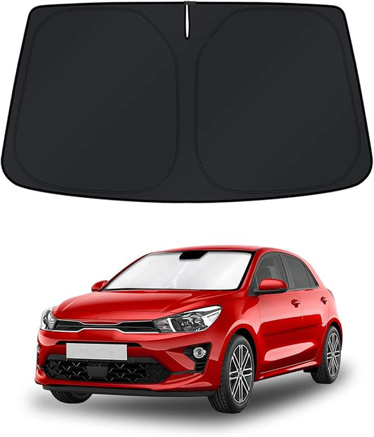KUST Windshield Sun Shade for Kia Rio 2018-2021 2022 2023 Accessories 4 Layers Car Sunshade for Front Windows Shade Custom Fit Rio Sun Visor 260T Retractable Blocks Shade UV Rays