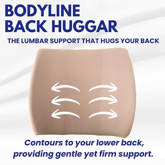 Thin Ergonomic Bucket Seat Lower Lumbar Back Support Pillow Cushion for Office Chair, Car, Truck, Wheelchair, Gaming Chair and Recliner for Pain Relief Made in USA Beige