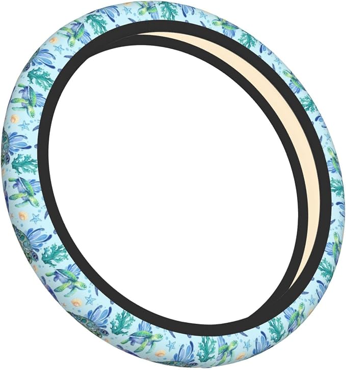 Sea Turtle Steering Wheel Cover Anti-Slip,Sweat Absorption Universal 15 inch Steering Wheel Covers Cute car Accessories for Men Women