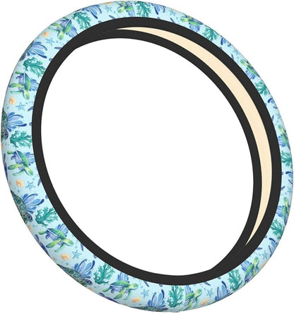 Sea Turtle Steering Wheel Cover Anti-Slip,Sweat Absorption Universal 15 inch Steering Wheel Covers Cute car Accessories for Men Women