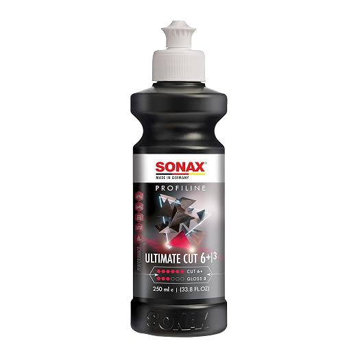 SONAX Ultimate Cut | Strong Abrasive Compound | Removes p1000 or Finer | Water Based Polish/Compound | Step 1 Compound | Removes Deep Scratches | Removes Sand Scratches | 250ml | 239141