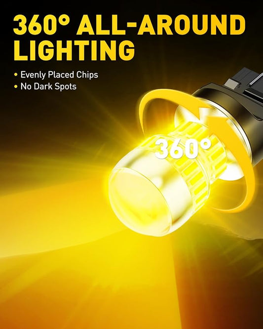 AUXITO LED Turn Signal Lights Tail Lights 7443 7440 T20 7440A Led Bulbs Amber Yellow Bright 7441 7444 7444NA W21W LED Replacement Lights for Front Rear Turn Signal Marker Blinker Lights(Pack of 2)