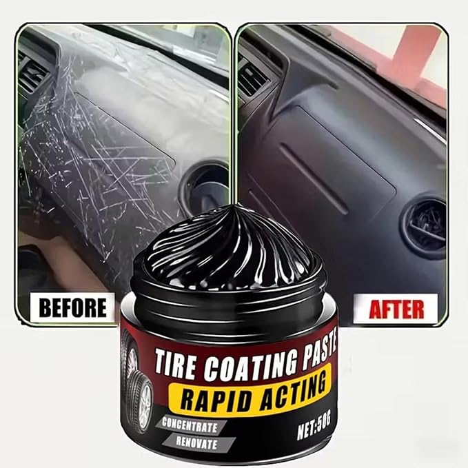 Premium Tire Coating & Trim Restorer, Premium Tire Coating & Trim Restorer Bring Back the Original Deep Black Shine to Rubber and Plastic, Tire Coating Paste,for Car, Truck, & More (2PCS)
