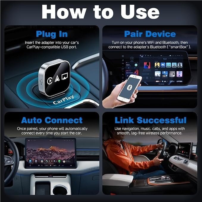 2026 Upgrade 3 in 1 Wireless CarPlay Adapter (for Android)
