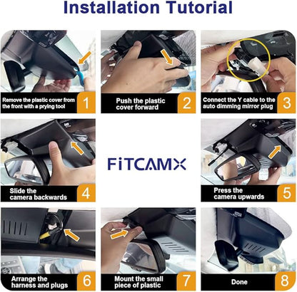 Fitcamx Front 2K+Rear 1080P Dash Cam Adapts for Genesis GV70 2022-2026 (HD2-AR100), Integrated OEM Look, Dual HD Video, Built-in WiFi & APP, Loop Recording, G-Sensor, Easy to Operate, 64GB Card