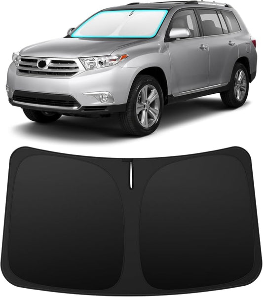 INSAUTO Custom Fit Windshield Sun Shade Accessories for Toyota Highlander 2008-2013, Foldable Front Window Sunshade, UV & Heat Reflector, Keeps Interior Cool, Includes Storage Bag