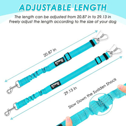 Lukovee Dog Car Harness Seat Belt, Adjustable Mesh Breathable Vest with Elastic Bungee Tether, Soft Padded 2-in-1 Safety Car Harness Seatbelt for Small Medium Large Dogs (Light Blue,M)