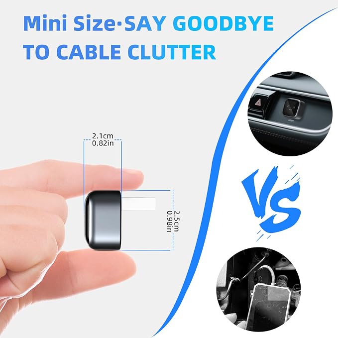 Wireless Carplay Adapter for iPhone - CarPlay Wireless Adapter, Wireless Control Plug & Play Carplay for Cars from 2016 & for Apple iPhone iOS 10+ (Black-Mini)