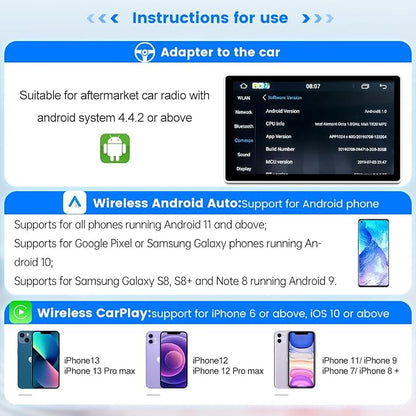 CarlinKit Wireless CarPlay Car Adapter for Android Car Radio,Wireless Android Auto & Apple CarPlay 2 in 1 Dongle-Low Power Consumption,Support Plug & Play,Screen Mirroring,OTA Update,Google Maps etc