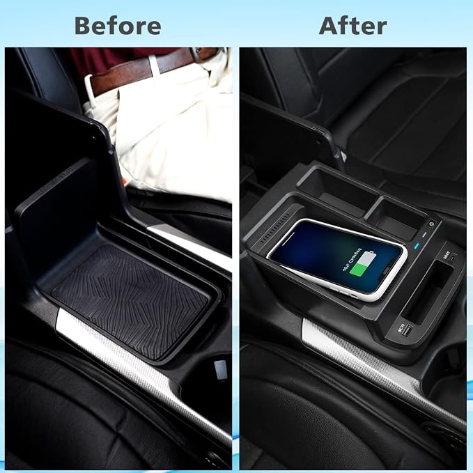 CarQiWireless Wireless Charger & Center Console Organizer for Honda CR-V (2017-2022) – Upgraded Interior Car Accessory with USB Ports, Fast Wireless Charging, and Extra Storage