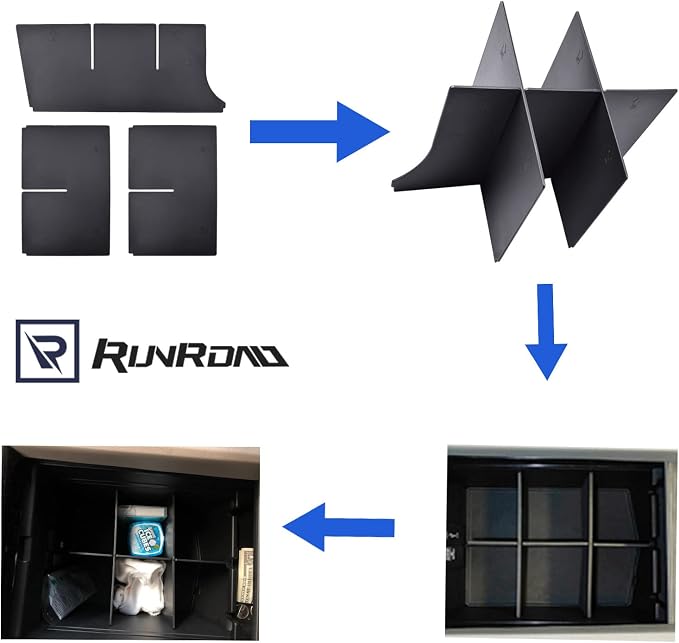 RUNROAD Center Console Organizer for Honda Pilot (2016-2022)/ Ridgeline (2017-2023)/ Passport (2019-2023) Accessories, Armrest Box Insert Dividers